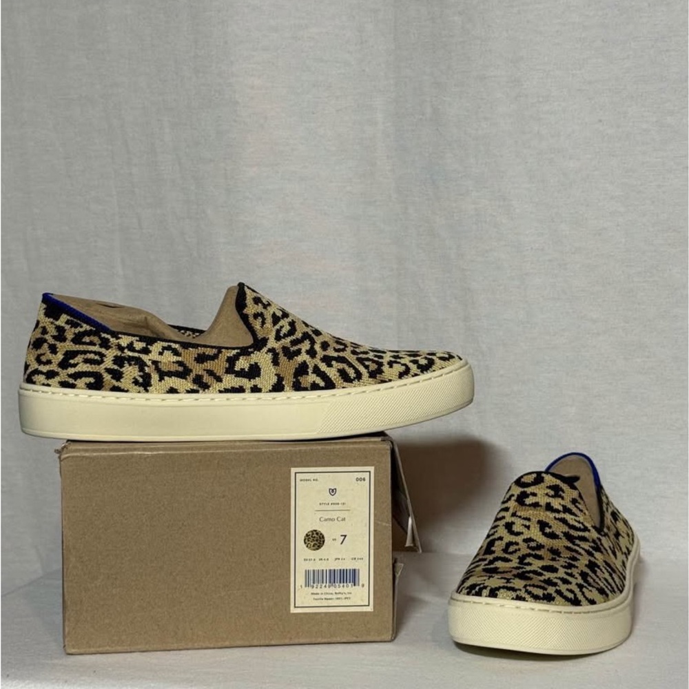 Rothy's Leopard Print Slip-On Sneakers